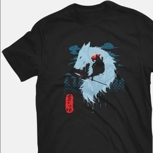 NEW✨ Princess Mononoke Graphic Print Tee Screen Print Anime Dragon Black T-Shirt